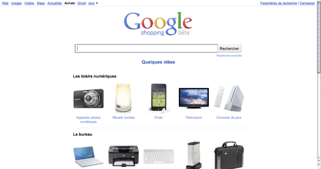 Google Shopping France - homepage
